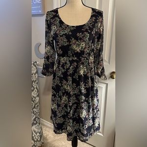 Pinkblush Maternity Dress Scoop Neck Black, Lavender & Green.  Size Small